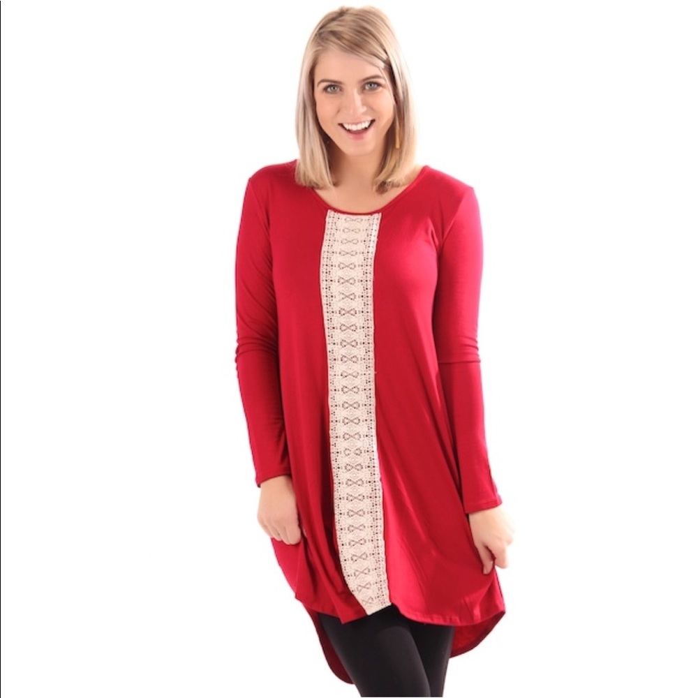 Brand New - Red and Lace Tunic - S, M, L